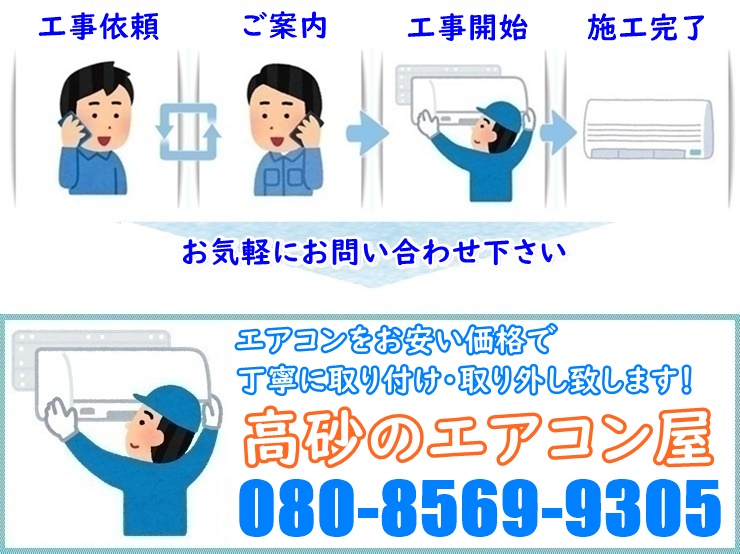 エアコンの工事作業中